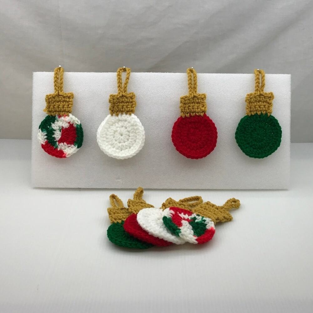 Handmade Crochet Christmas Multi Bauble Set of 8 Hanging Tree Ornaments